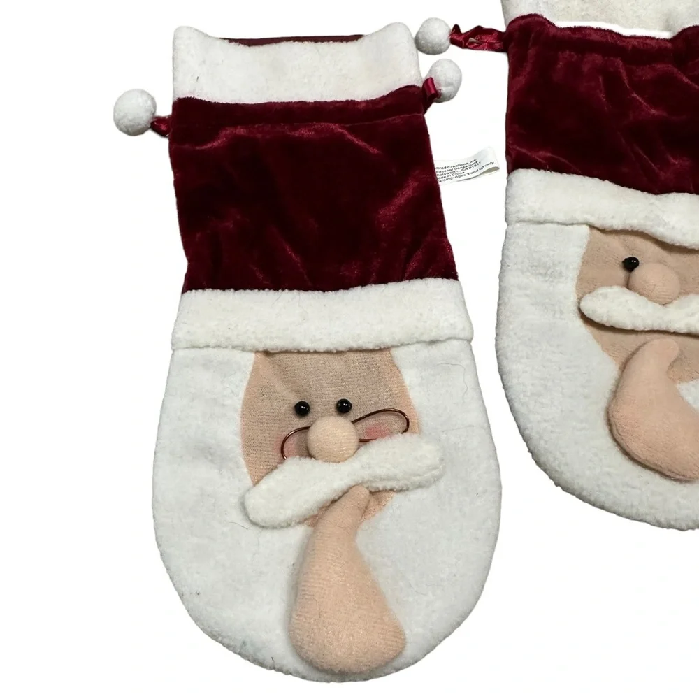 Santa Drawstring Gift Bags 3 Piece Set